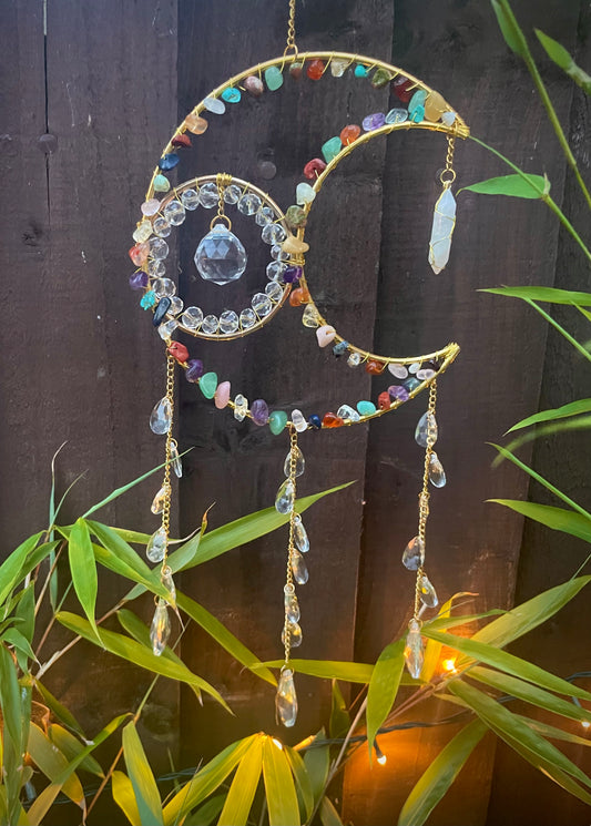Boho Crystal Crescent Moon