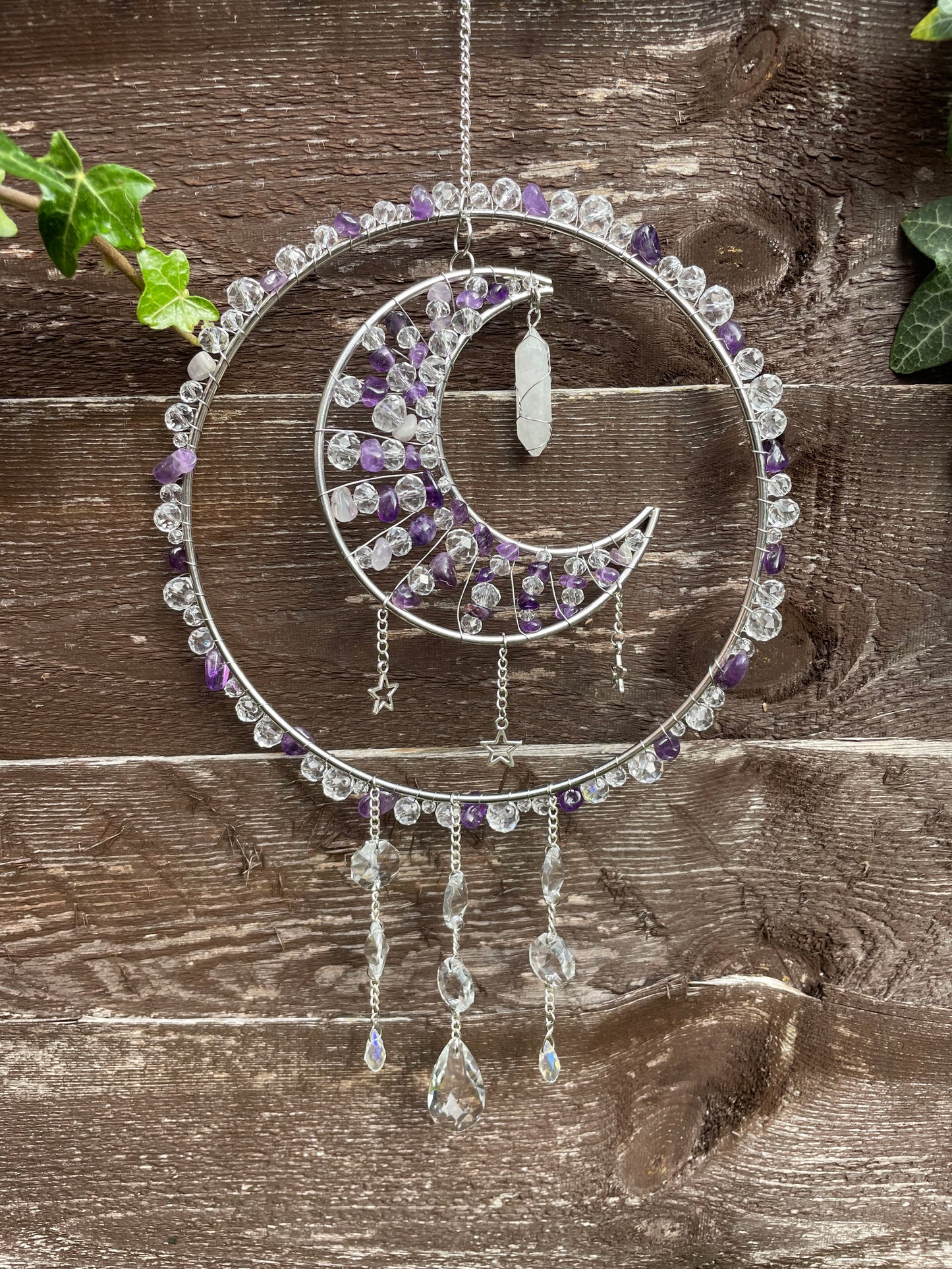 Silver & Amethyst Sun Catecher with Moon