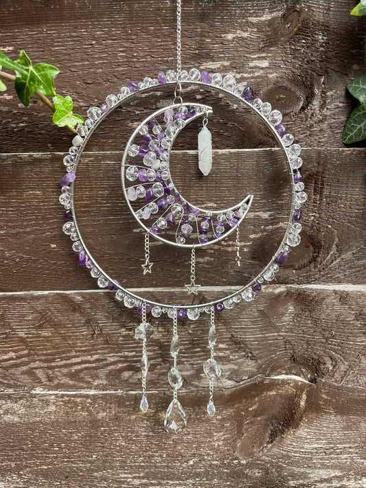 Silver & Amethyst Sun Catecher with Moon