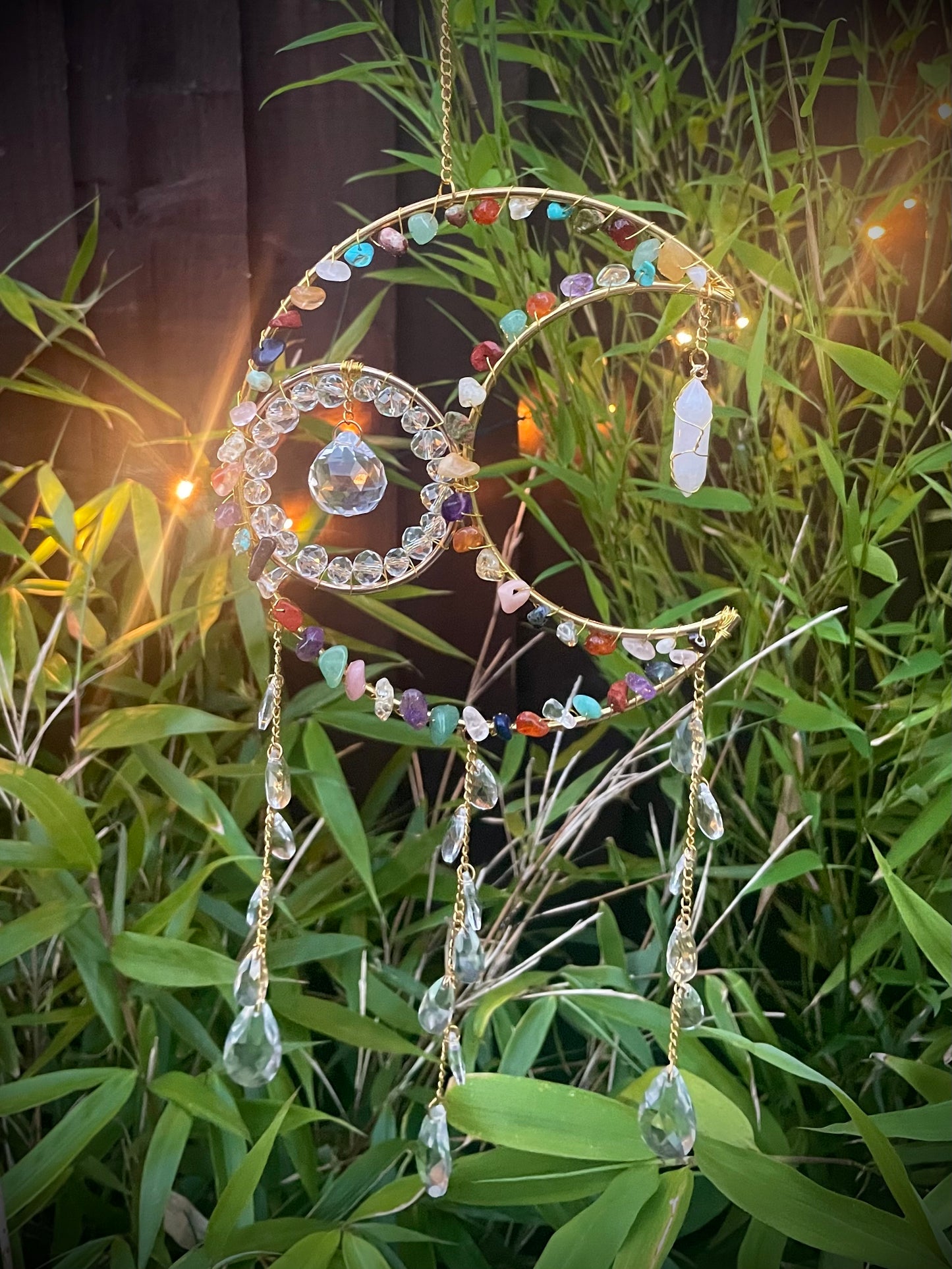 Boho Crystal Crescent Moon